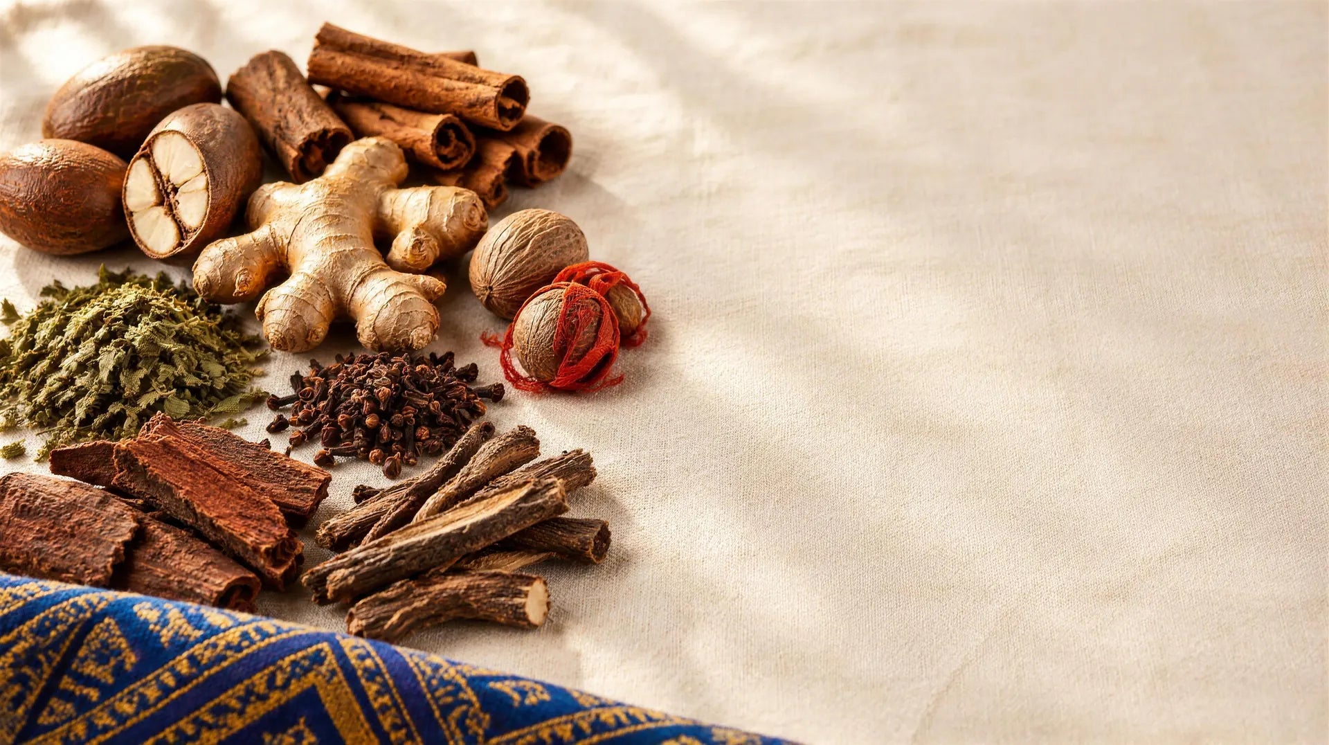 Eight African Fly botanicals arranged on cream linen